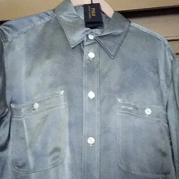 POLO LAUREN distressed denim look tunic/silk shirt,NWT SIZE 10-OVERSIZED - Picture 2 of 4